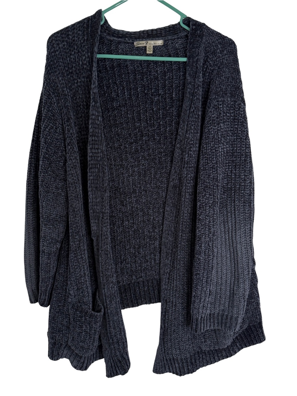 Seven7 Dark Blue Open Front Long Sleeve Knit Cardigan Size Large